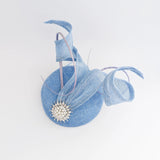 Light cornflower blue pearl fascinator hat - House of Hats