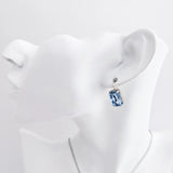 Light dusty blue crystal silver emerald cut drop earrings - House of Hats