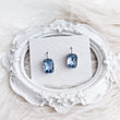 Light dusty blue crystal silver emerald cut drop earrings - House of Hats