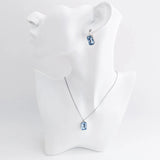 Light dusty blue crystal silver emerald cut drop earrings - House of Hats