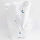Light dusty blue crystal silver emerald cut drop earrings - House of Hats