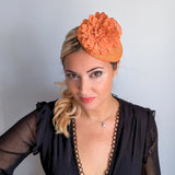 Light orange flower fascinator hat - House of Hats