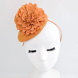 Light orange flower fascinator hat - House of Hats