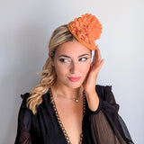 Light orange flower fascinator hat - House of Hats