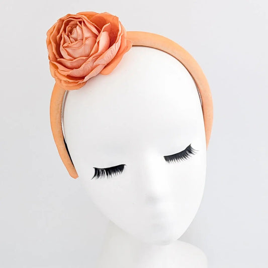 Light orange flower padded velvet headband fascinator - House of Hats