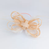 Light peach crystal feather fascinator hat - House of Hats
