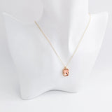Light peach crystal gold emerald cut necklace - House of Hats
