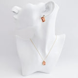 Light peach crystal gold emerald cut necklace - House of Hats