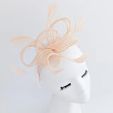 Light peach feather fascinator hat - House of Hats