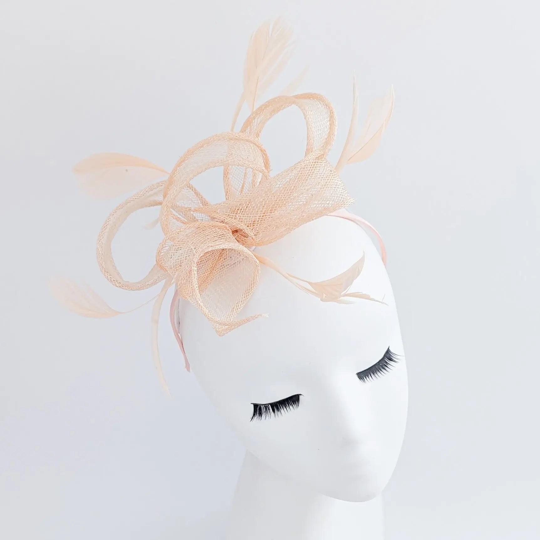 Light peach feather fascinator hat - House of Hats
