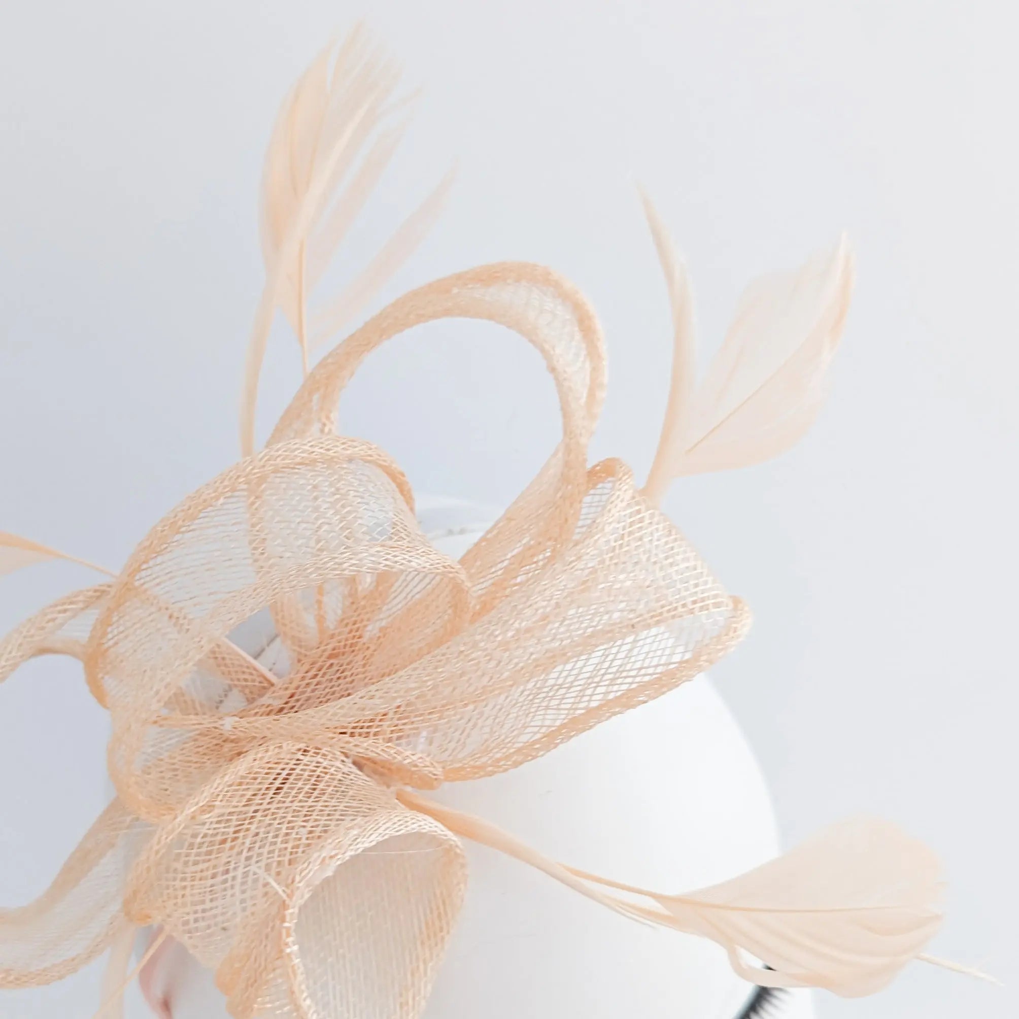 Light peach feather fascinator hat - House of Hats