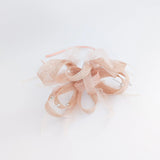 Light peach pink crystal feather fascinator hat - House of Hats