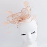 Light peach pink feather fascinator hat - House of Hats
