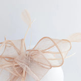 Light peach pink feather fascinator hat - House of Hats