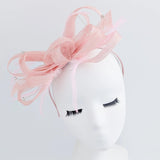 Light pink crystal feather fascinator hat - House of Hats