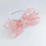 Light pink crystal feather fascinator hat - House of Hats