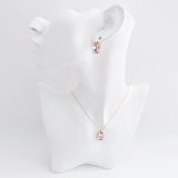 Light pink crystal gold emerald cut necklace - House of Hats