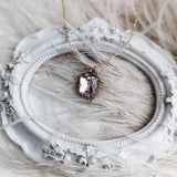 Light pink crystal gold emerald cut necklace - House of Hats