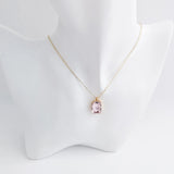 Light pink crystal gold emerald cut necklace - House of Hats