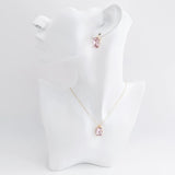 Light pink crystal gold emerald cut necklace - House of Hats