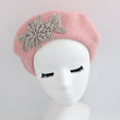 Light pink crystal wool felt french beret hat - House of Hats