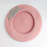 Light pink crystal wool felt french beret hat - House of Hats