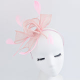 Light pink fascinator hat with feathers - House of Hats