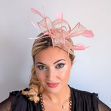 Light pink fascinator hat with feathers - House of Hats