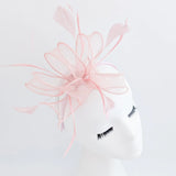 Light pink feather fascinator hat - House of Hats