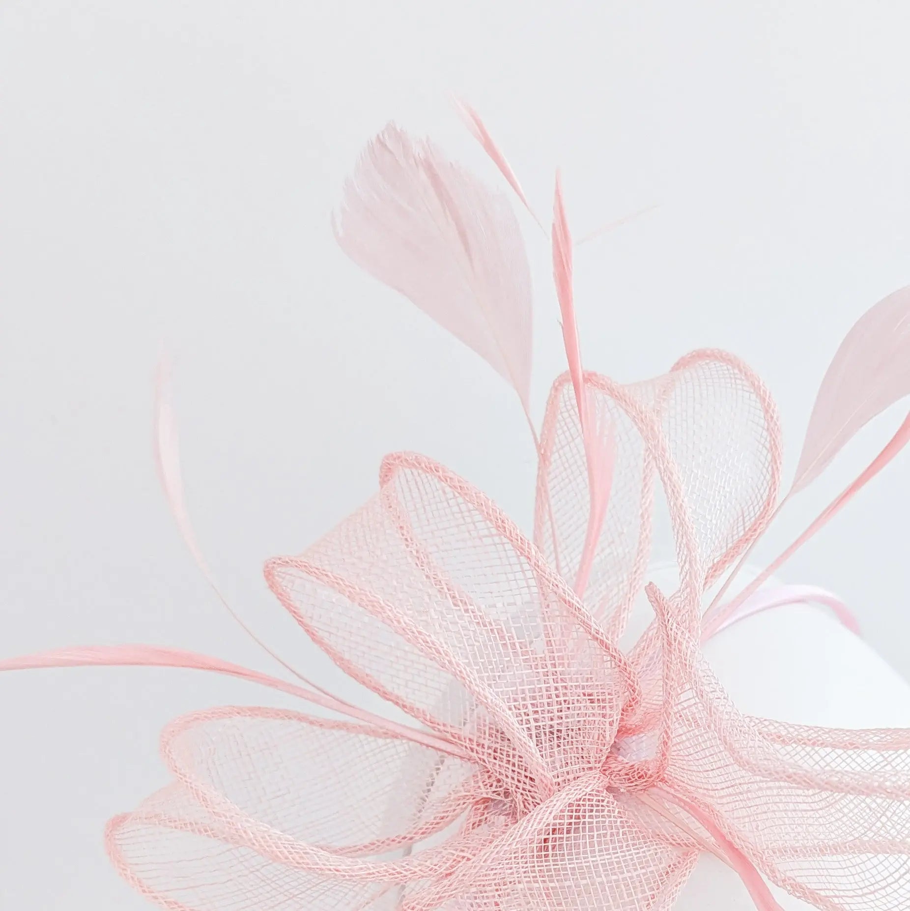 Light pink feather fascinator hat - House of Hats
