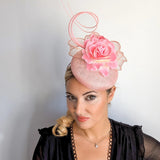 Light pink flower fascinator hat - House of Hats