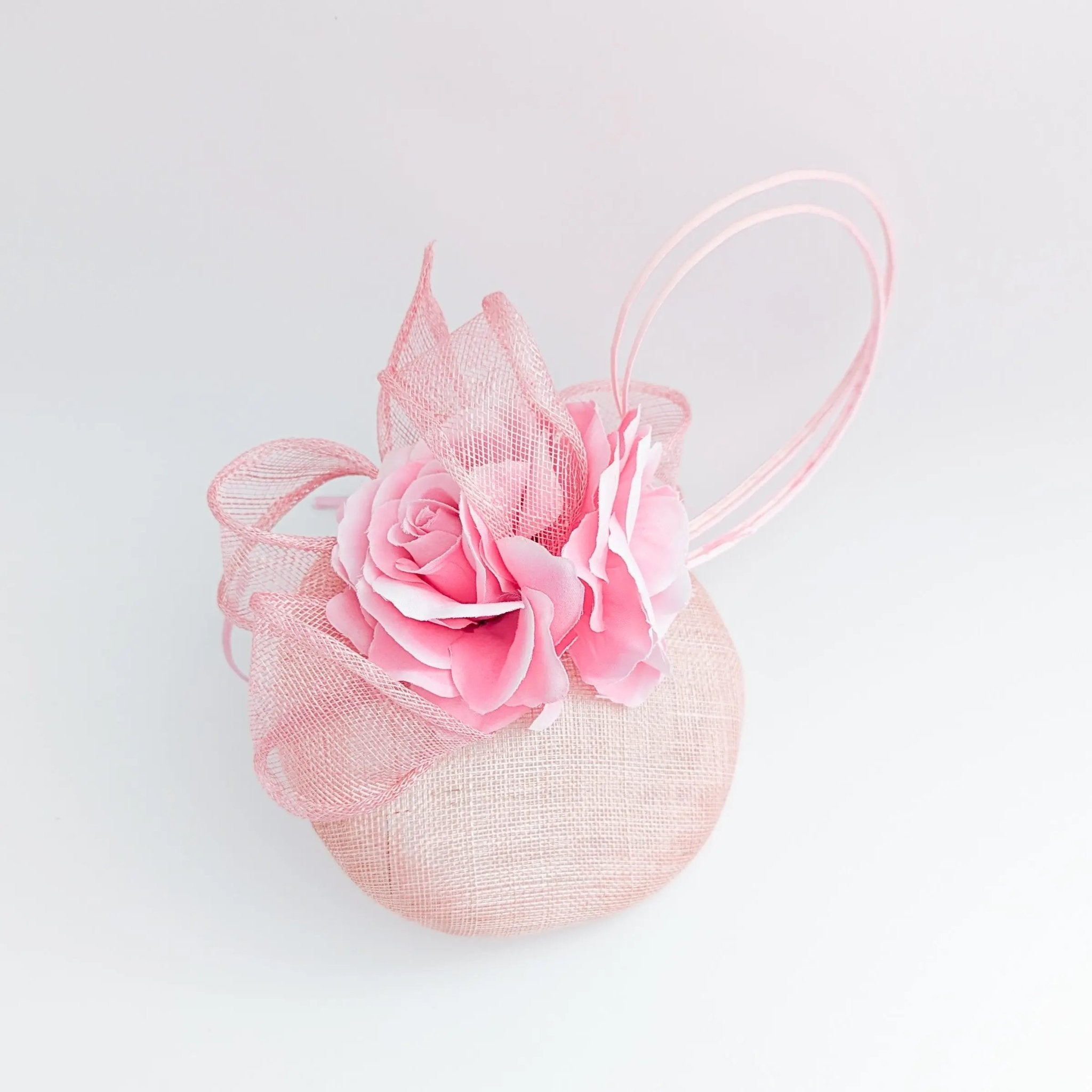 Light pink flower fascinator hat - House of Hats