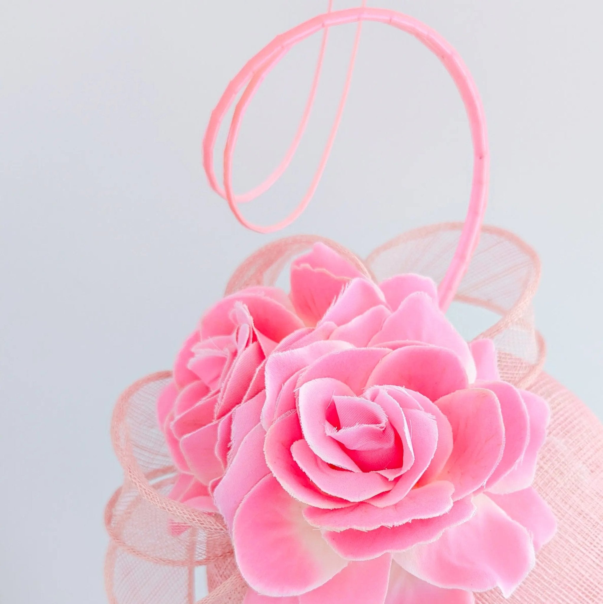 Light pink flower fascinator hat - House of Hats