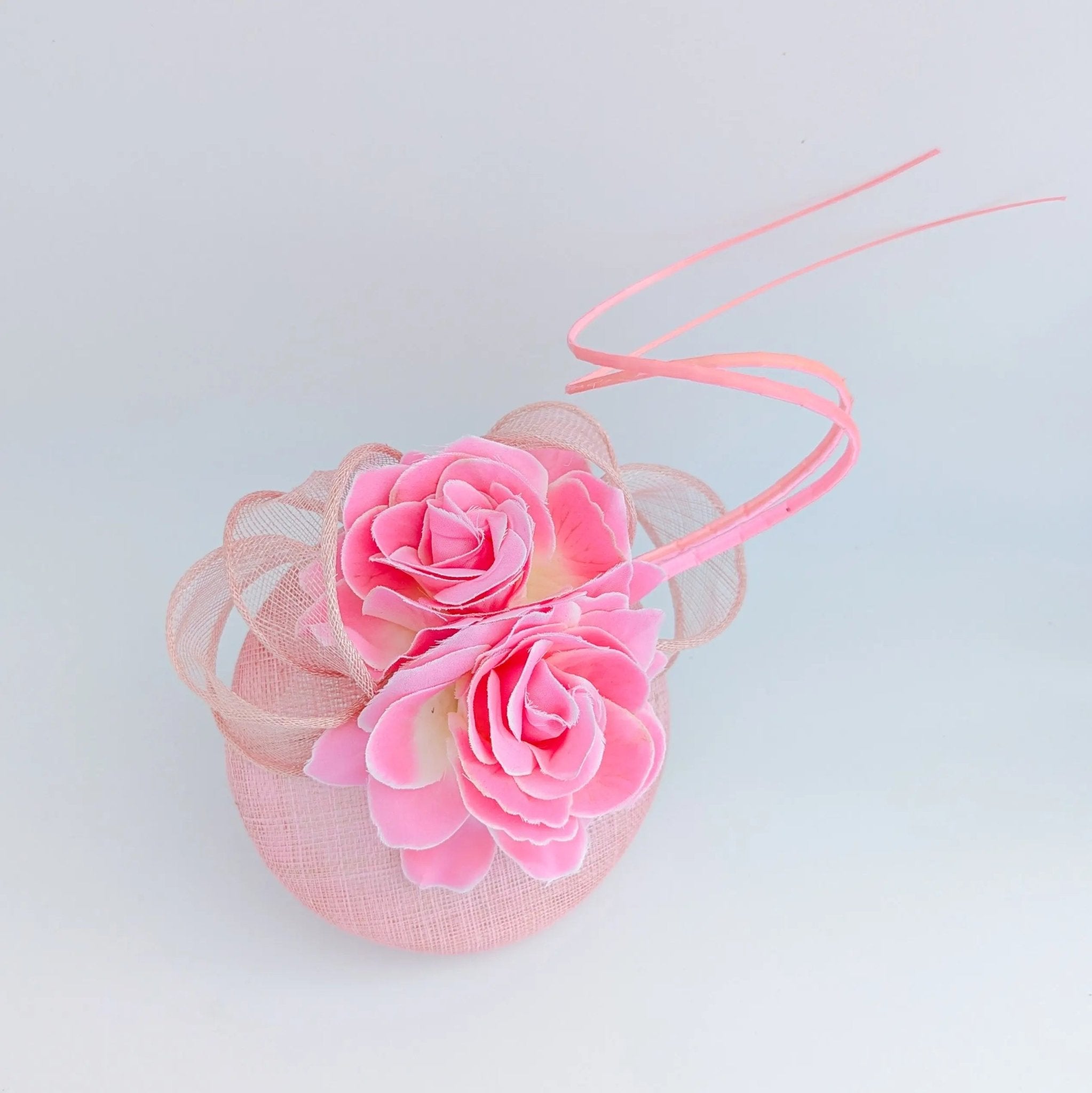 Light pink flower fascinator hat - House of Hats