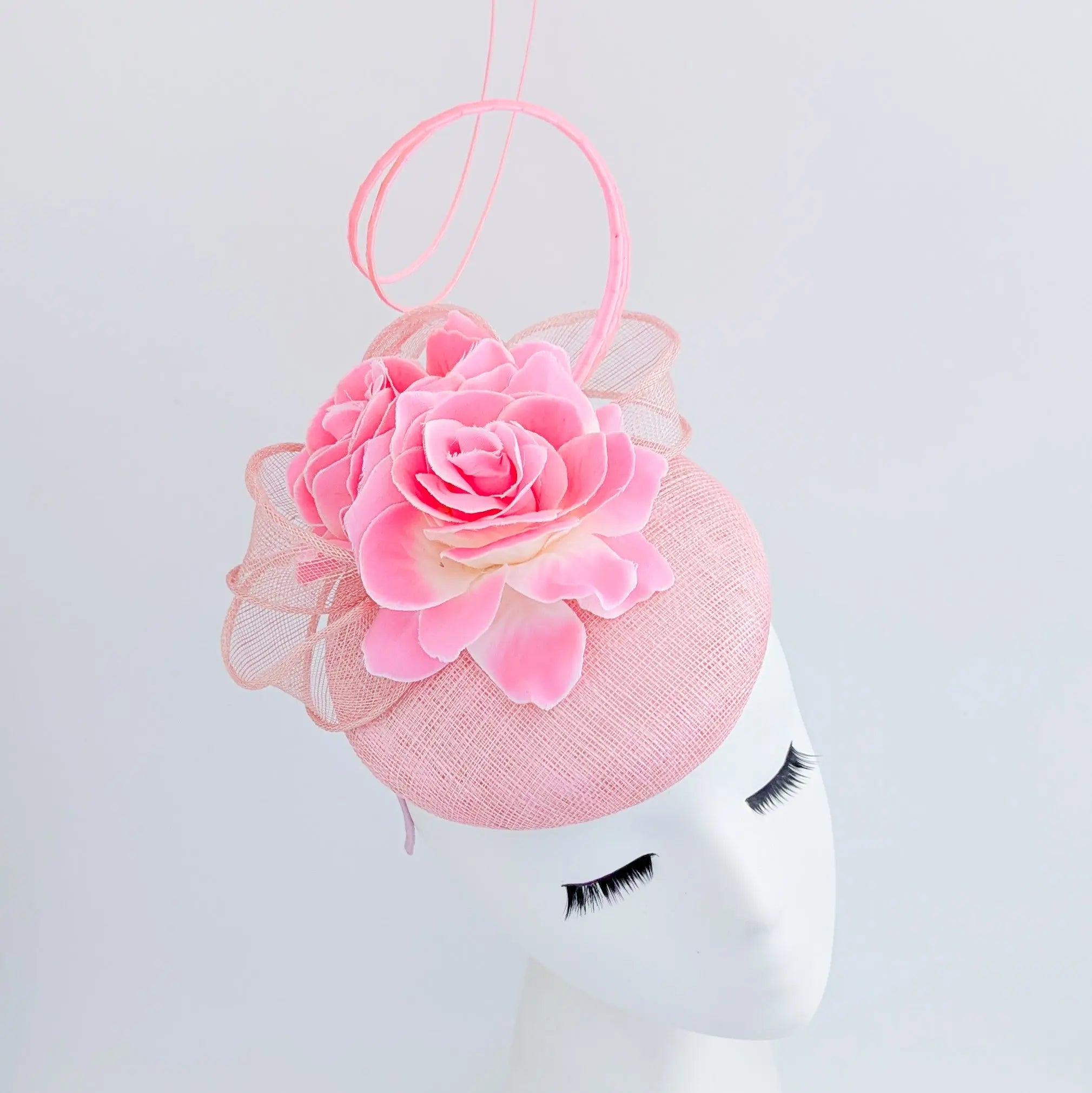Light pink flower fascinator hat - House of Hats