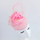 Light pink flower fascinator hat - House of Hats