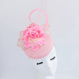 Light pink flower fascinator hat - House of Hats
