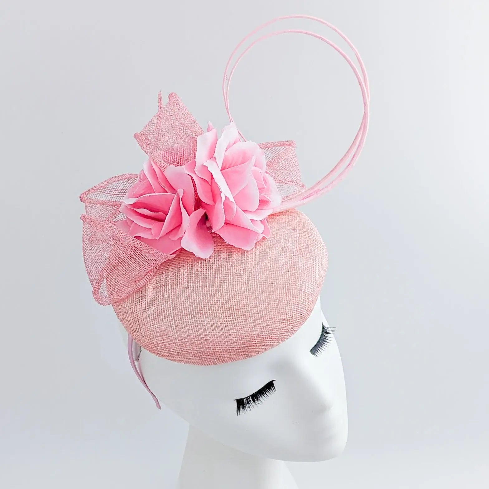 Light pink flower fascinator hat - House of Hats