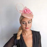 Light pink flower fascinator hat - House of Hats