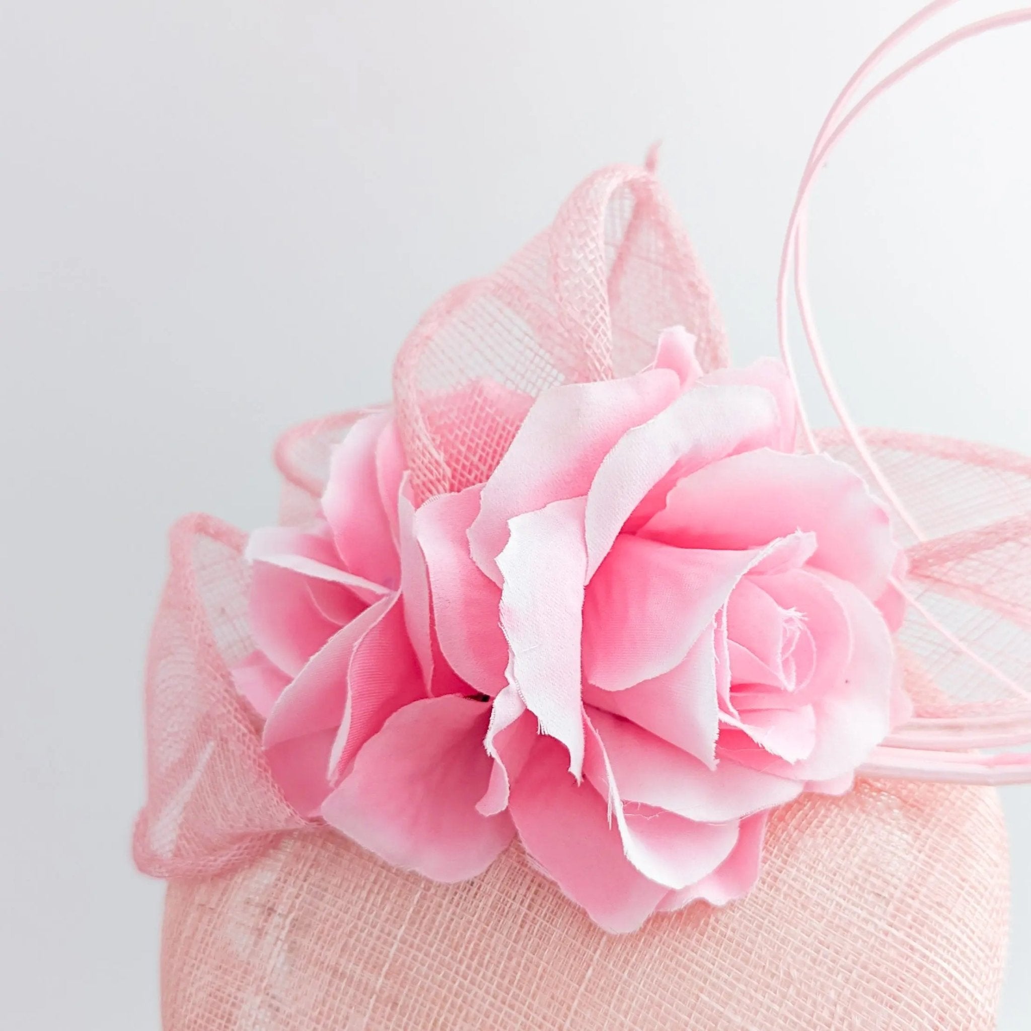 Light pink flower fascinator hat - House of Hats