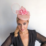 Light pink flower fascinator hat - House of Hats