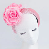 Light pink flower padded velvet headband fascinator - House of Hats