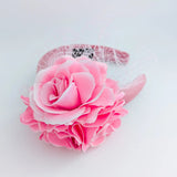 Light pink flower padded velvet headband fascinator - House of Hats