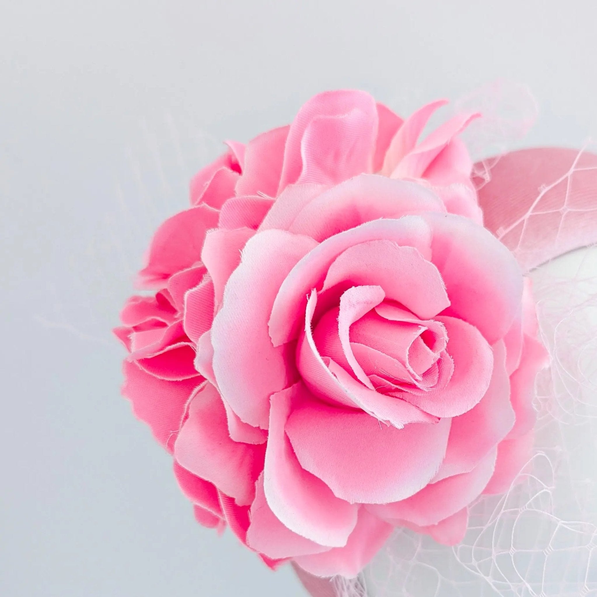 Light pink flower padded velvet headband fascinator - House of Hats