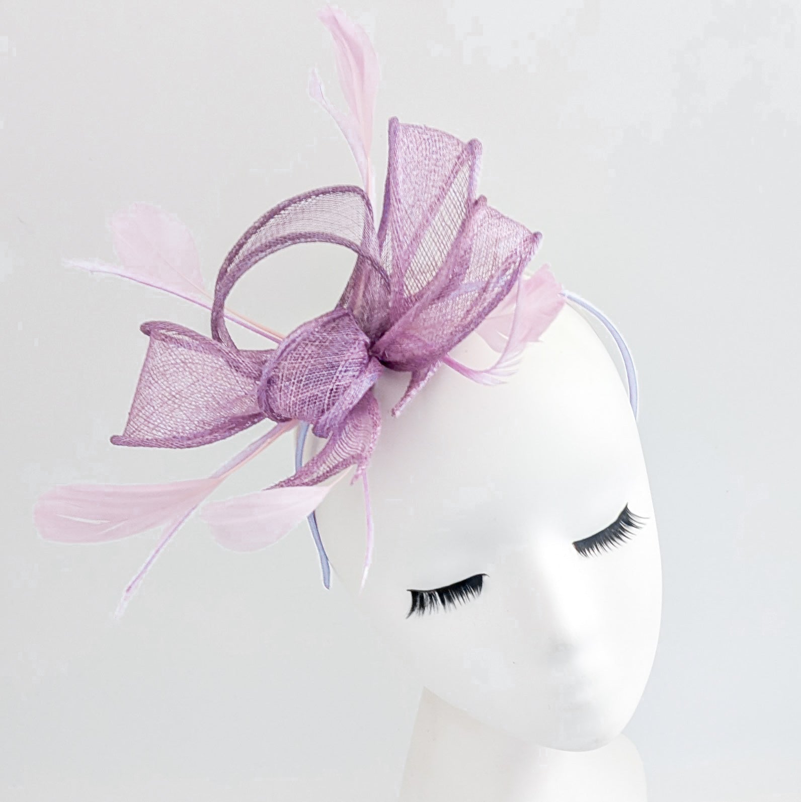Lilac light purple feather fascinator hat - House of Hats