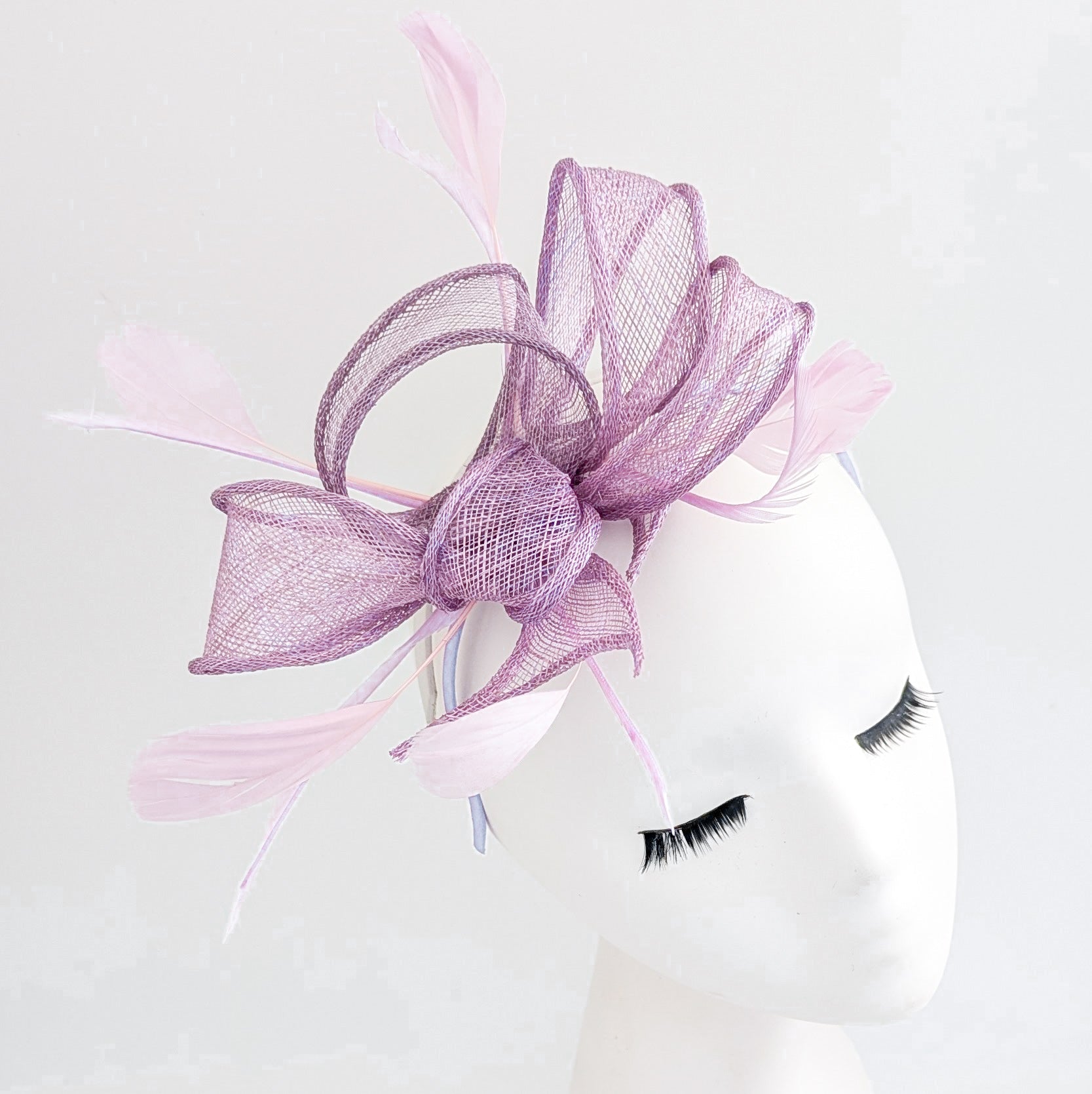 Lilac light purple feather fascinator hat - House of Hats