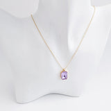Lilac purple crystal gold emerald cut necklace - House of Hats