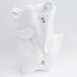 Lilac purple crystal gold emerald cut necklace - House of Hats