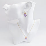 Lilac purple crystal gold emerald cut necklace - House of Hats