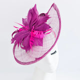 Magenta Feather Fascinator Hat with Feather Details - House of Hats
